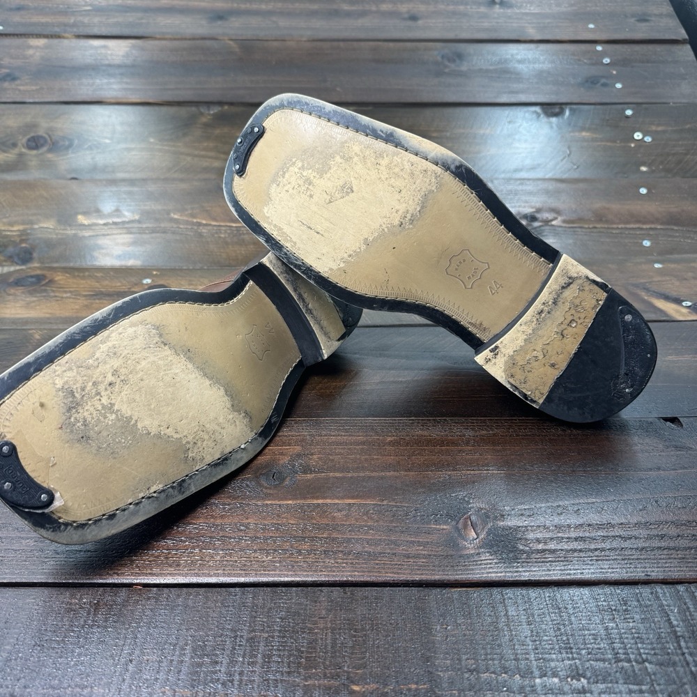 Borgesi Beverly Hills Italian Hand Made Leather Square Toe Oxford Mens 44/10.5 - Picture 11 of 14